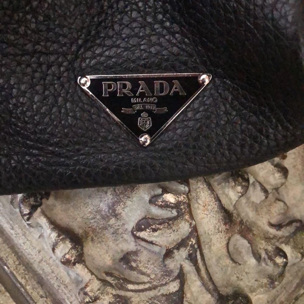 Prada black leather handbag